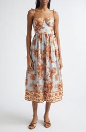 Aster Border Print Corset Midi Sundress at Nordstrom
