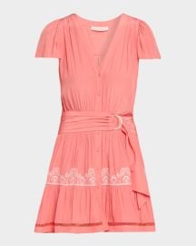 Aster Embroidered Mini Dress at Neiman Marcus