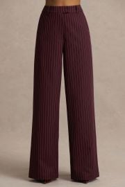 Asteria Burgundy Pinstripe Wide-Leg Trousers Club L London - USA at Club L London