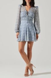 Astr Dianthus Floral Print Long Sleeve Minidress at Nordstrom Rack