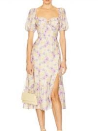 Astr Dresses Astr X Revolve Floral Puffsleeve Midi Dress In Cream And Lavender Poshmark at Poshmark