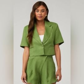 Astr Jackets amp Coats Kerrigan Cropped Linen Blazer Poshmark at Poshmark