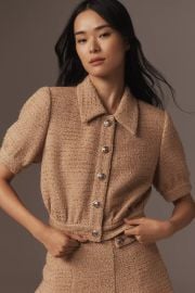 Astr The Label Bronwyn Bronwyn Puff Sleeve Tweed Blouse at Anthropologie