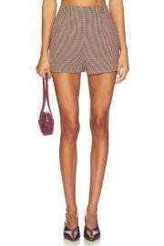 Astr The Label Gisselle Shorts In Brown Wine Plaid at Revolve