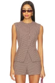 Astr The Label Gisselle Vest In Brown Wine Plaid at Revolve
