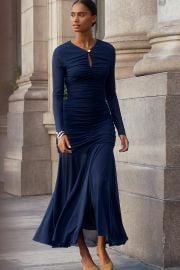 Astr The Label Yasmine Long Sleeve Ruched Mesh Maxi Dress at Anthropologie