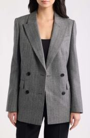 Astrid Pinstripe Herringbone Double Breasted Wool Blazer at Nordstrom