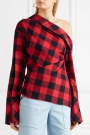 Astrid one-shoulder checked cotton and silk-blend twill top at Net A Porter