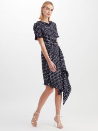 Asymmetric Check Tweed Dress at Oscar de la Renta