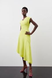 Asymmetric Hem Detail Cap Sleeve Dress at Karen Millen