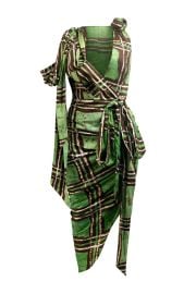 Asymmetric Plaid Wrap Dress Clothia at Clothia