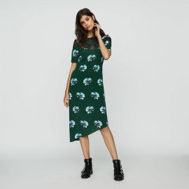 Asymmetric Printed Dress at Maje