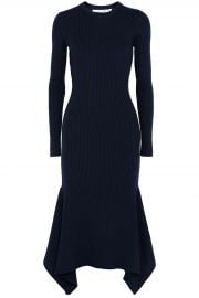 Asymmetric Ribbed Wool Midi Dress by Victoria Beckham at The Outnet