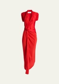 Asymmetric Twisted Silk Slit Maxi Dress at Bergdorf Goodman