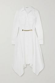 Asymmetric chain-embellished cotton-poplin shirt dress  at Net a Porter