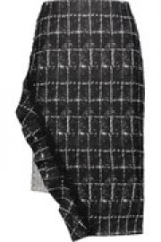 Asymmetric checked woven cady and tweed skirt at The Outnet