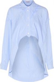 Asymmetric cropped striped cotton-poplin shirt at The Outnet