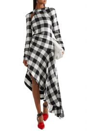 Asymmetric cutout gingham crepe midi dress at The Outnet