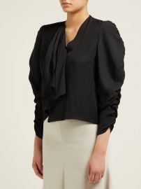 Asymmetric gathered-sleeve top at Matches