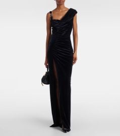 Asymmetric gathered velvet gown at Mytheresa