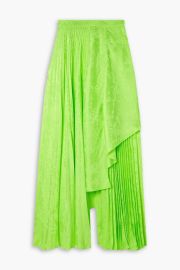 Asymmetric pleated printed satin maxi skirt y Christopher John Rogers at The Outnet