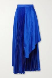 Asymmetric pleated satin skirt at Net a Porter