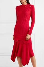 Asymmetric ribbed wool and silk-blend dress at Net A Porter