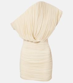 Asymmetric ruched minidress in beige - Magda Butrym at Mytheresa