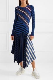 Asymmetric striped cotton-blend midi dress by Opening Ceremony at Net A Porter