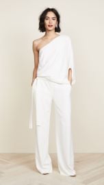 Asymmetrical Sleeve Wide Leg Jumpsuit at Amazon