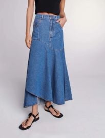 Asymmetrical denim skirt - Skirts amp Shorts at Maje