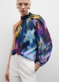 Asymmetrical printed blouse - Woman MANGO USA at Mango