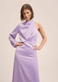 Asymmetrical satin dress -  Women   USA at MANGO