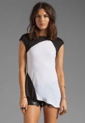 Asymmetrical tee in black and white by Heather at Revolve