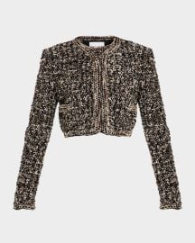 Atelier Prabal Gurung Collarless Paillette Boucle Bolero Jacket at Neiman Marcus