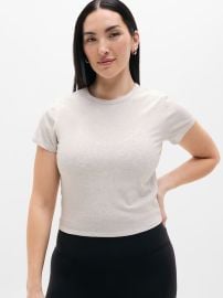 Athleta Signature Rib Crop Tee in Fog Grey Heather at Athleta