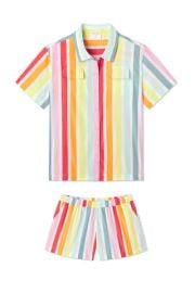 Atlantic-Pacific x LAKE Women Pajamas Rainbow Stripe Sadie Shorts Set at Lake Pajamas