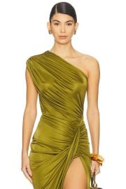 Atlein Asymmetric Draped Bodysuit In Vert Militaire at Revolve