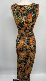 Atlein Womens Orange Ruched Sleeveless Multi-Color Floral Crew Neck Dress IT 36 eBay at eBay