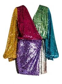 Attico - Colorblock Sequin Mini Wrap Dress at Saks Fifth Avenue