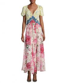 Attico Mixed Floral Georgette Maxi Dress  Multicolor at Bergdorf Goodman