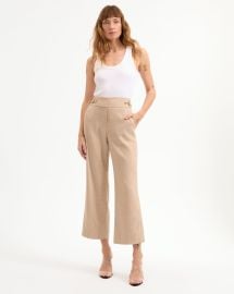 Aubrie Linen Pant in Khaki Melange at Veronica Beard