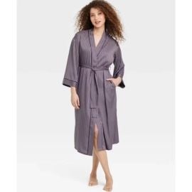 Auden at Target Shadow Striped Long Satin Robe in Deep Purple at Target