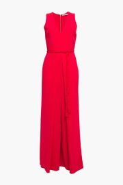 Audrie Belted Pleated Crepe Wide Leg Jumpsuit at The Outnet