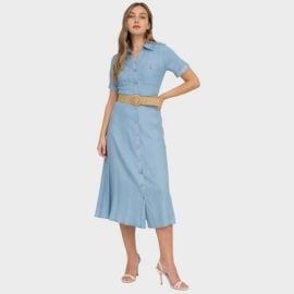 August Sky Womenx27s Belted Patch Pockets Shirt Dress Target at Target