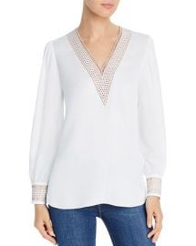 Aura Eyelet Detail Silk Top at Bloomingdales