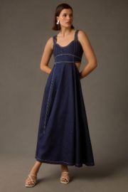 Aureta Studio Corset Denim Cutout Dress at Anthropologie