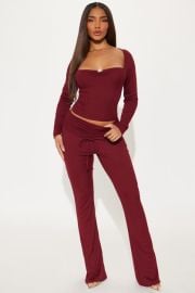 Aurora Ribbed Pant Set - Burgundy Fashion Nova at Fashion Nova