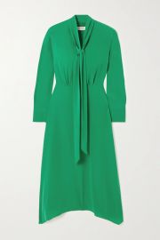 Aurora button and tie-detailed woven midi dress at Net a Porter