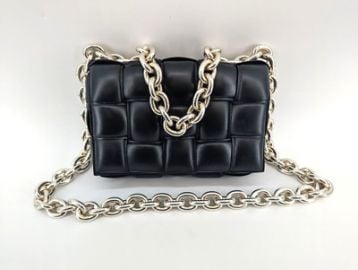 Authentic Bottega Veneta Chain Cassette Padded Black Leather Shoulder Bag eBay at eBay